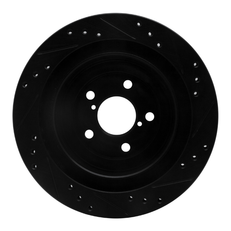 Subaru Legacy Brake Rotor (1) - Rear Left - R1 Concepts - Drilled & Slotted - Black - `05-`09